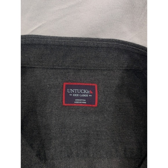Untuckit‎ Long Sleeve Mens XXXL Shirt Button Charcoal Gray Soft Flannel 3XL - Picture 3 of 8